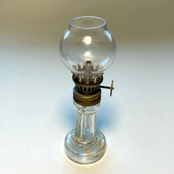 Vintage Miniature Oil Kerosene Glass Lantern with One Wick - Picture 1 of 6